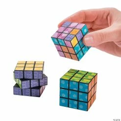 Outlet 🧨 Bright Printed Mini Puzzle Cubes - 12 Pc. 👏