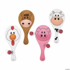 Buy 😉 Farm Animal Paddleball Games - 12 Pc. 💯