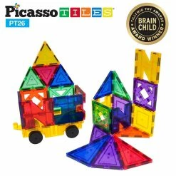 Cheap 🛒 PicassoTiles - 26 Piece Inspirational Set Magnet Building Tiles 9 Different Shape 😉